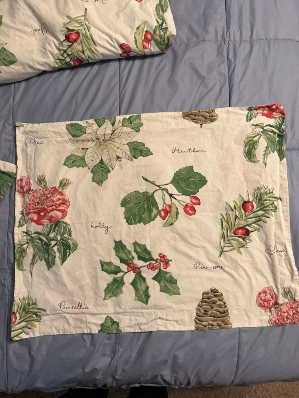 Pottery barn Holly botanical and poinsettia shams and duvet cover